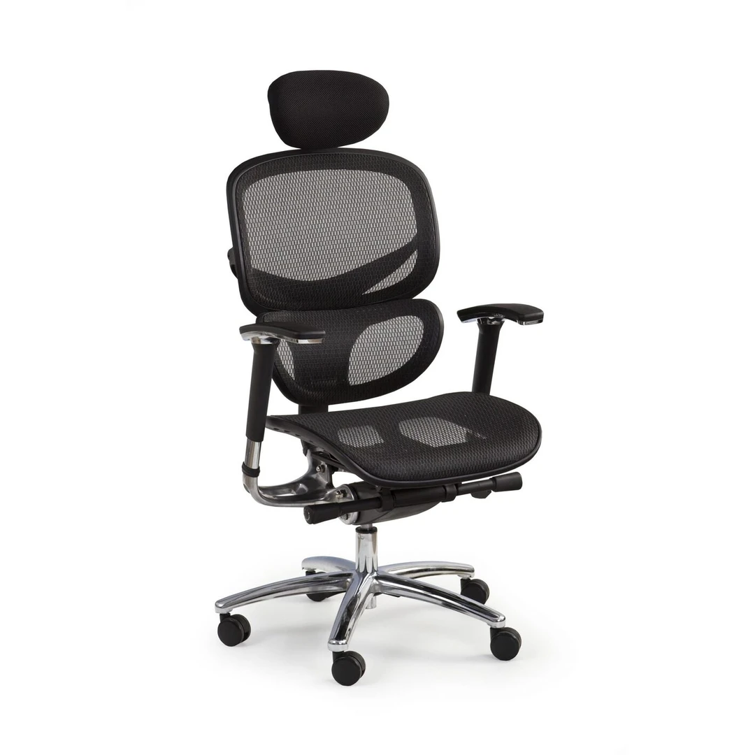 Juoda biuro kėdė su sėdynės gylio reguliavimu