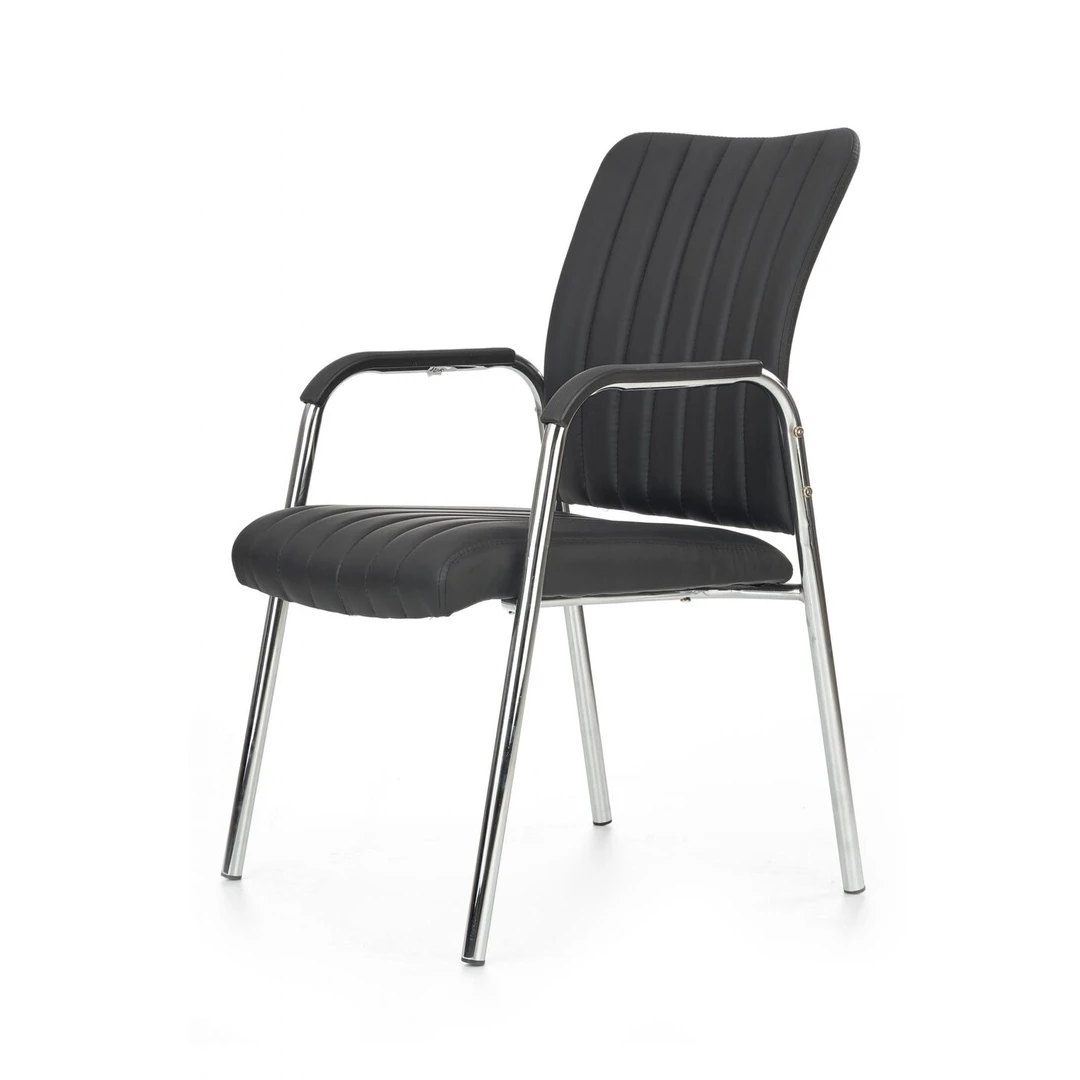 Juoda biuro kėdė su eko oda ir patogia sėdyne