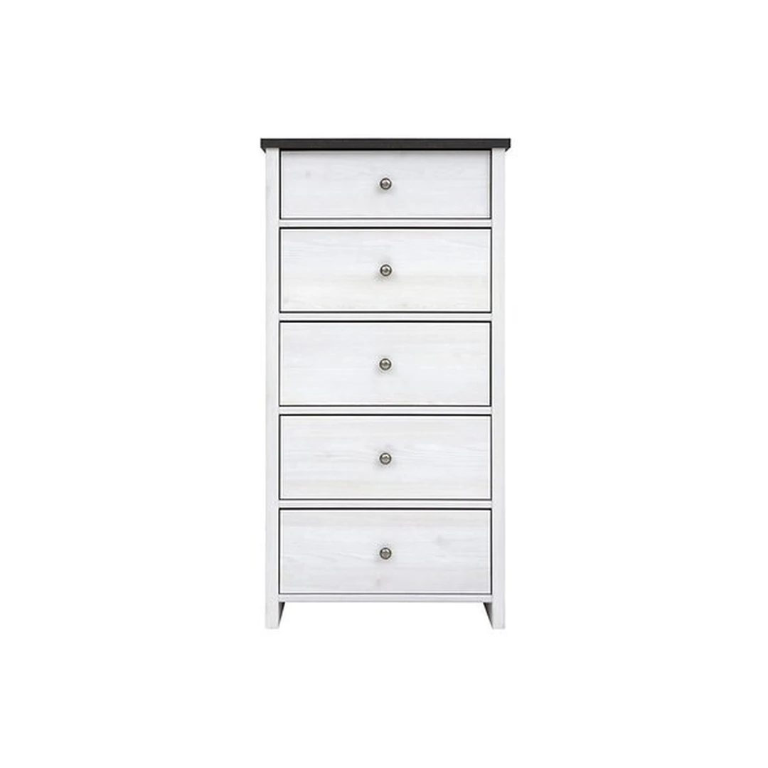 Moderni „Porto“ komoda su 5 stalčiais ir dviem spalvų parinktimis