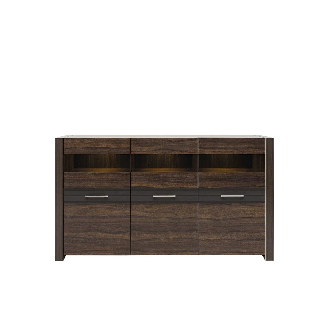 Šiuolaikinės modulinės spintos su juodais akcentais