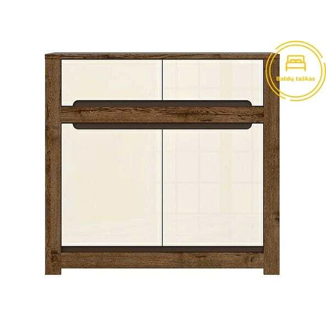 Moderni komoda ERIKA – tamsiai ruda/kreminė spalva