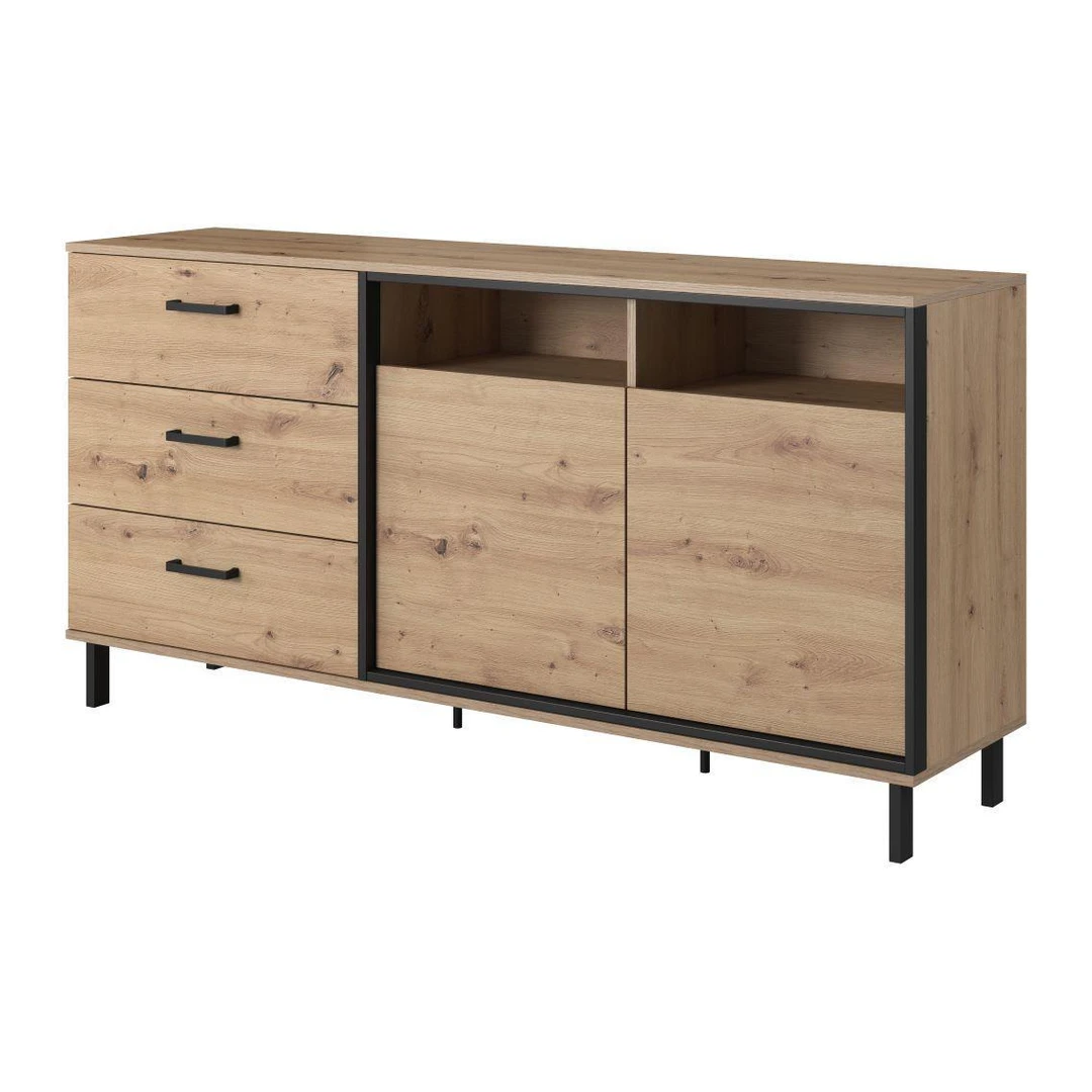 Šiuolaikinė komoda su stalčiais ir spintelėmis