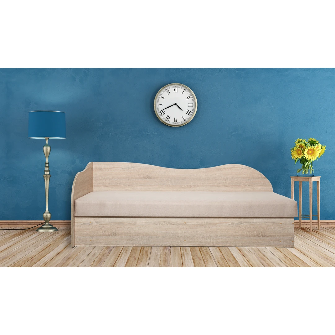 Kompaktiška viengulė lova su patogiu čiužiniu ir pakeliamu mechanizmu