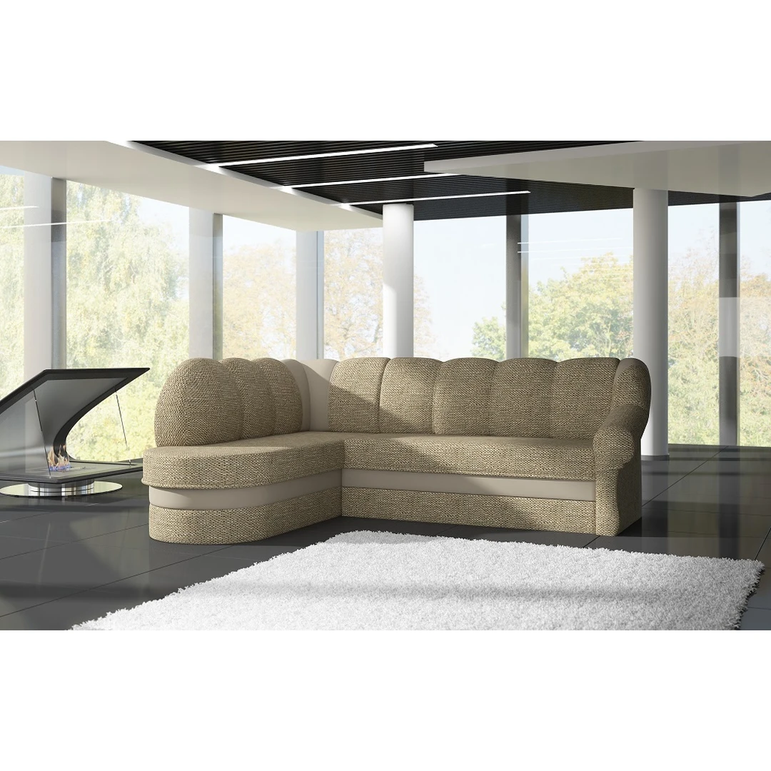 Minkštas kampas su miegama dalimi ir patalynės dėže