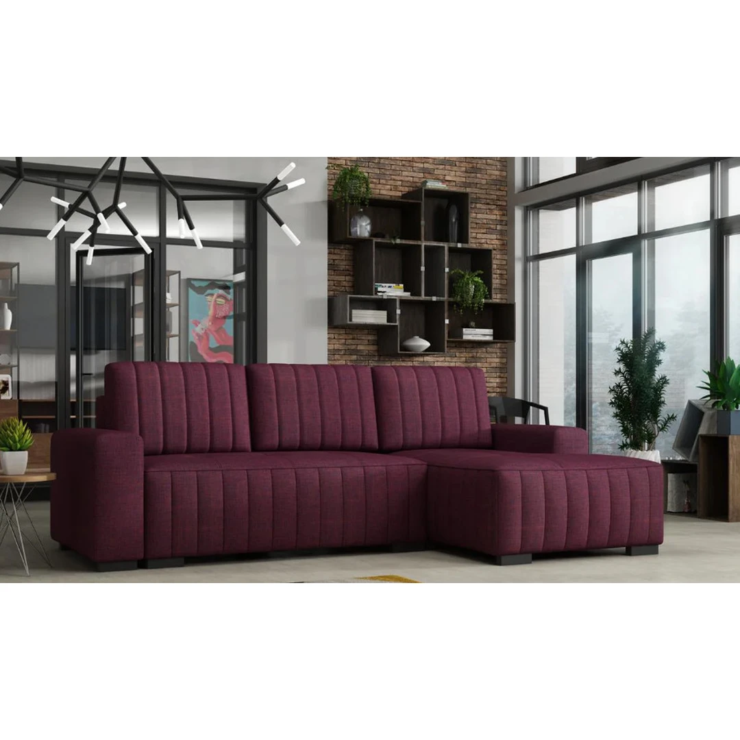 Modernus minkštas kampas su miegojimo funkcija ir patalynės dėže