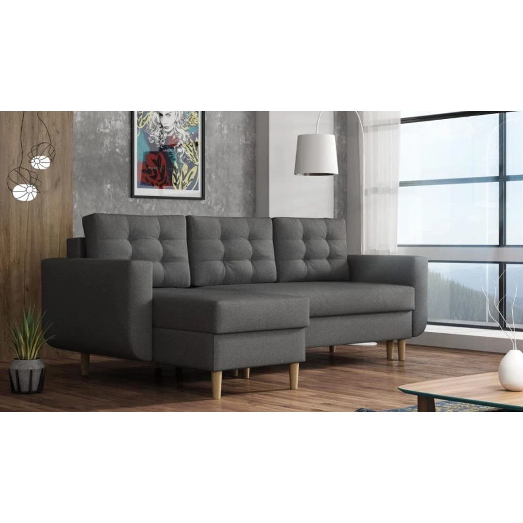 Stilingas minkštas kampas su miegojimo funkcija ir dėže