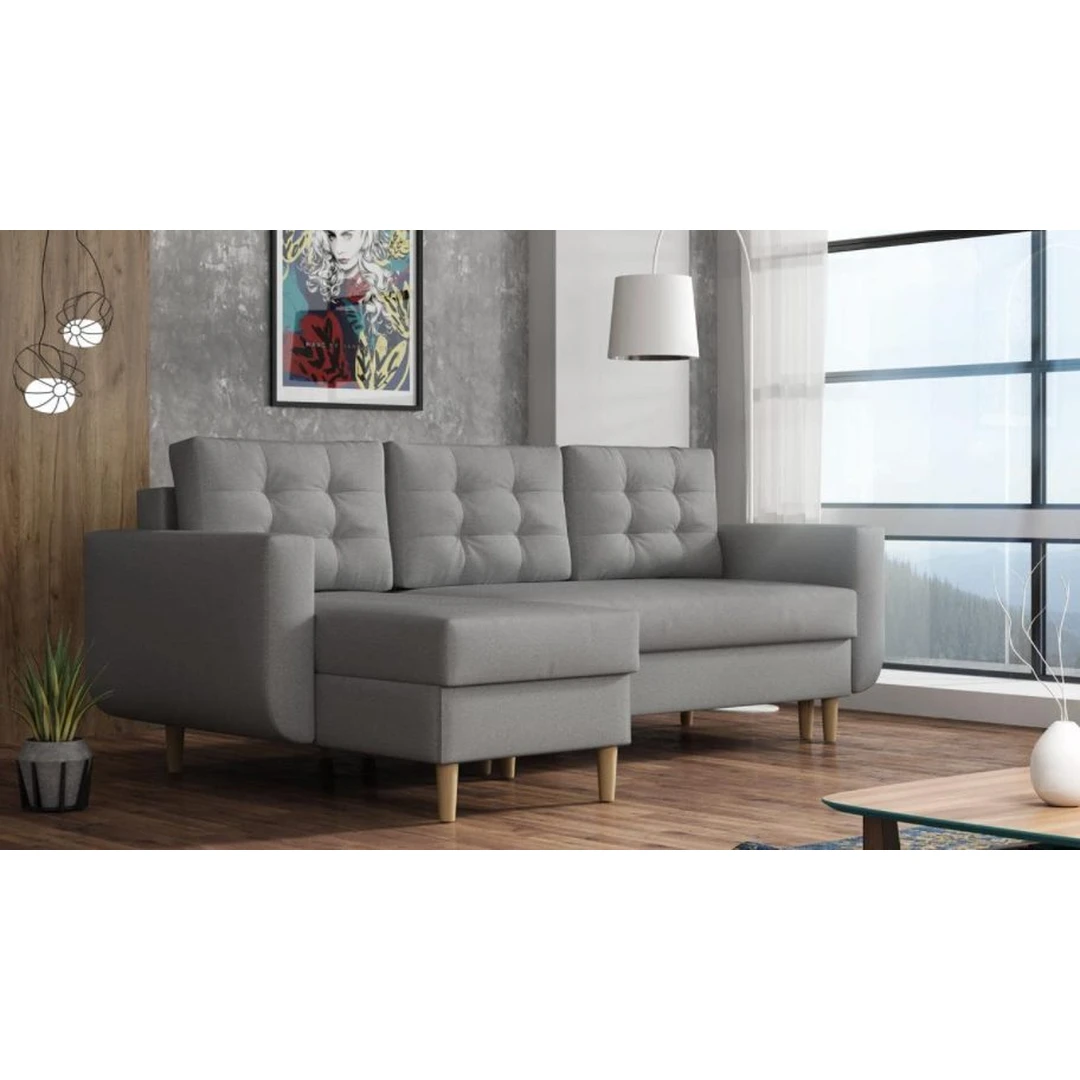 Stilingas minkštas kampas su miegojimo funkcija ir dėže