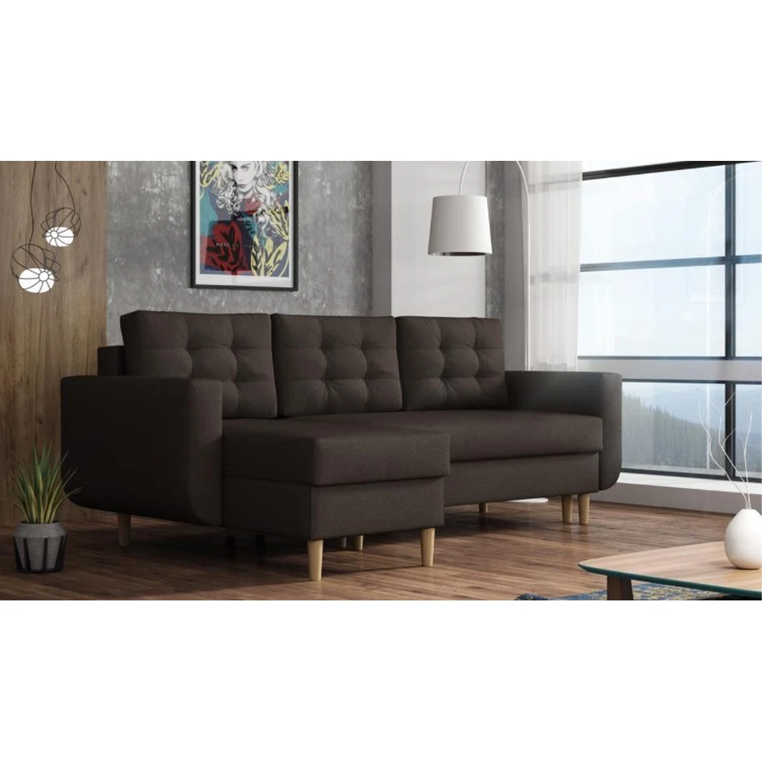 Stilingas minkštas kampas su miegojimo funkcija ir dėže