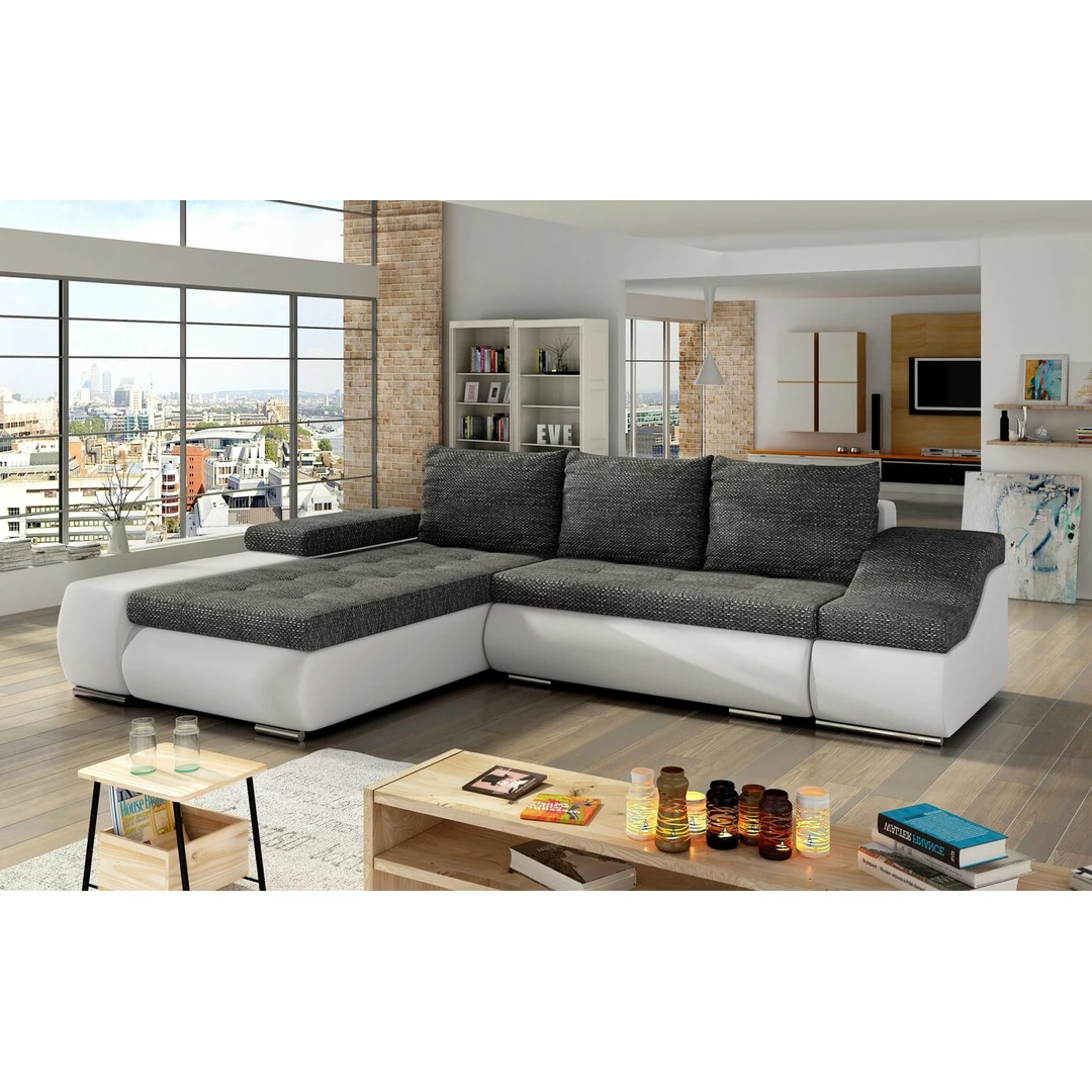 Klasikinis minkštas kampas su miegojimo funkcija ir dėže