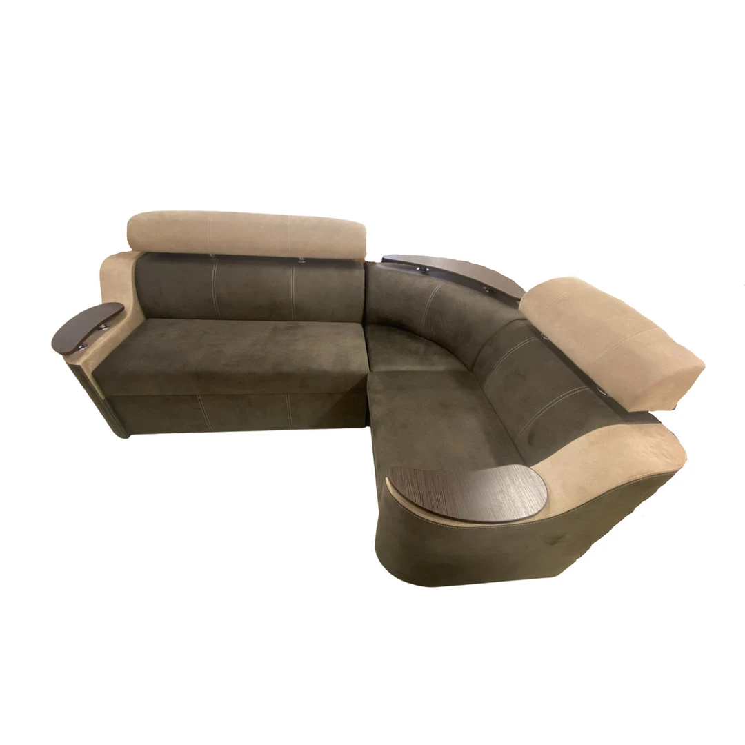 Klasikinis minkštas kampas su galvos atlošais ir miegamąja dalimi