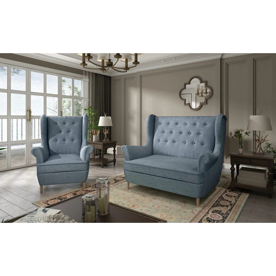 Styliška dvivietė sofa su foteliu