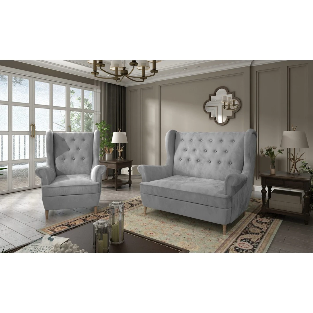 Styliška dvivietė sofa su foteliu