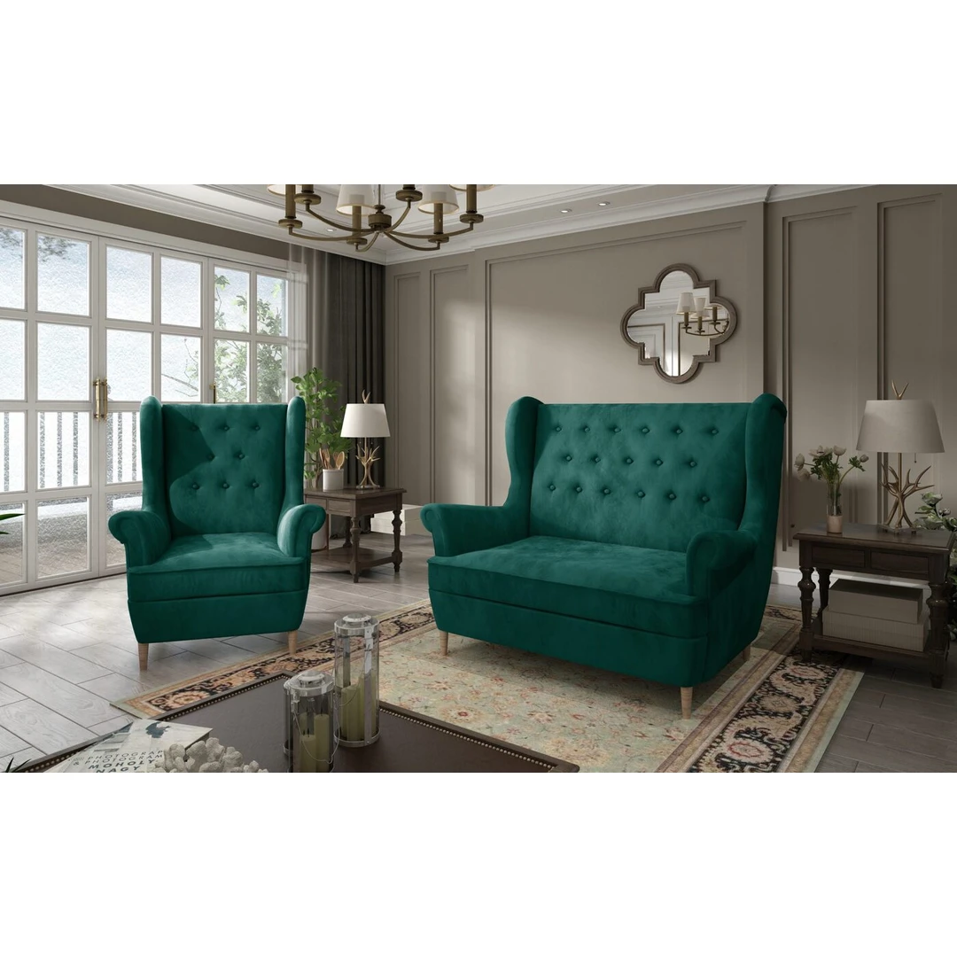 Styliška dvivietė sofa su foteliu