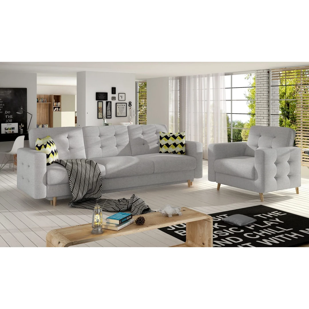 Asgard 3F/1F komplektas: moderni sofa ir fotelis