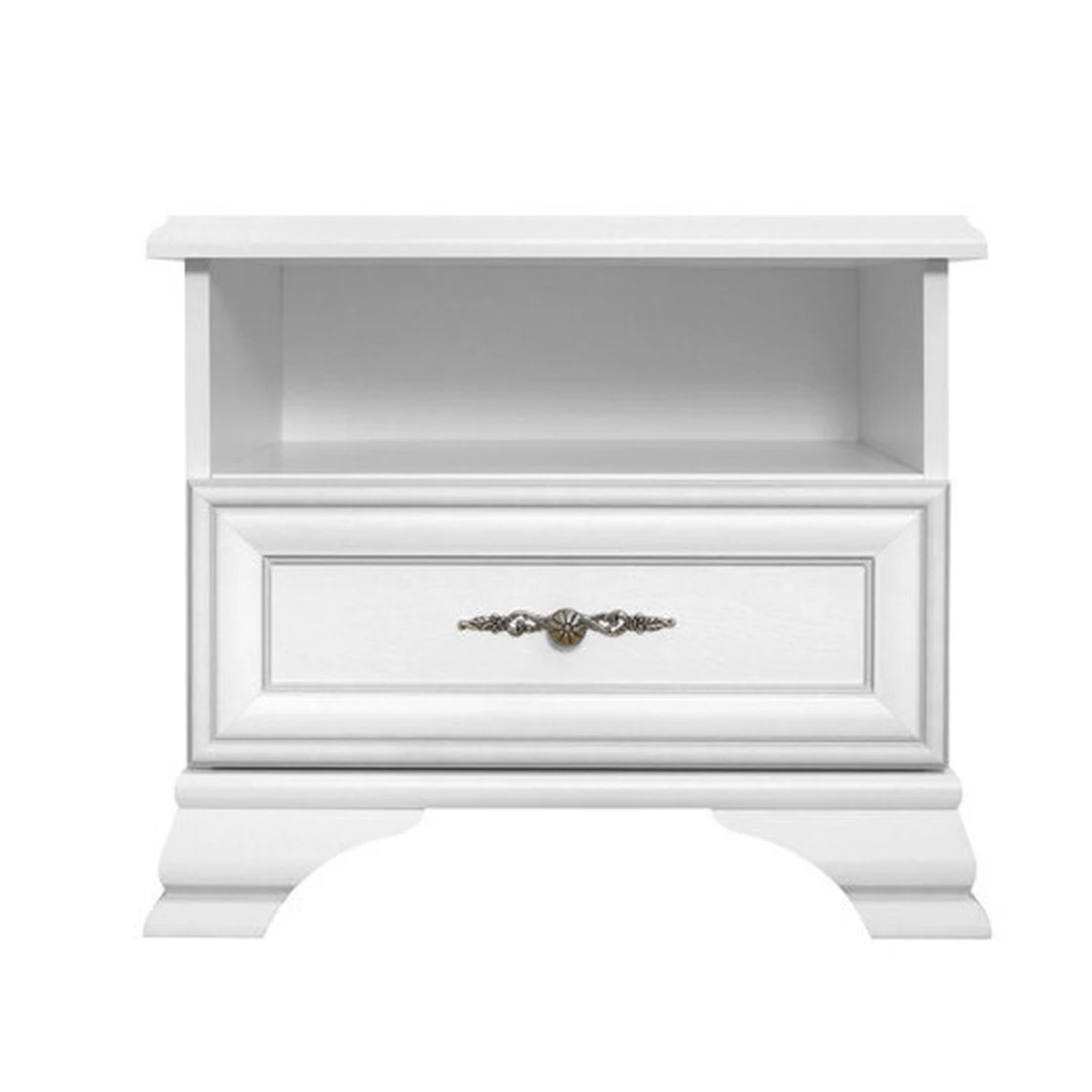 Klasikinė baltos spalvos naktinė spintelė KENTUKI