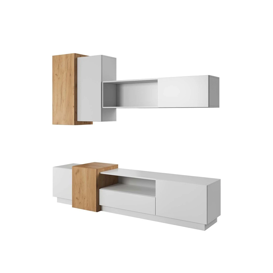 Šiuolaikiška svetainės kolekcija su minimalizmo ir geometrinėmis formomis