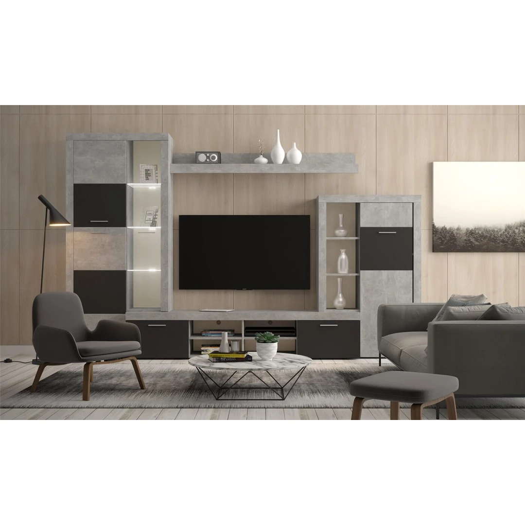 Moderni sekcija su talpiais stalčiais ir lentynomis