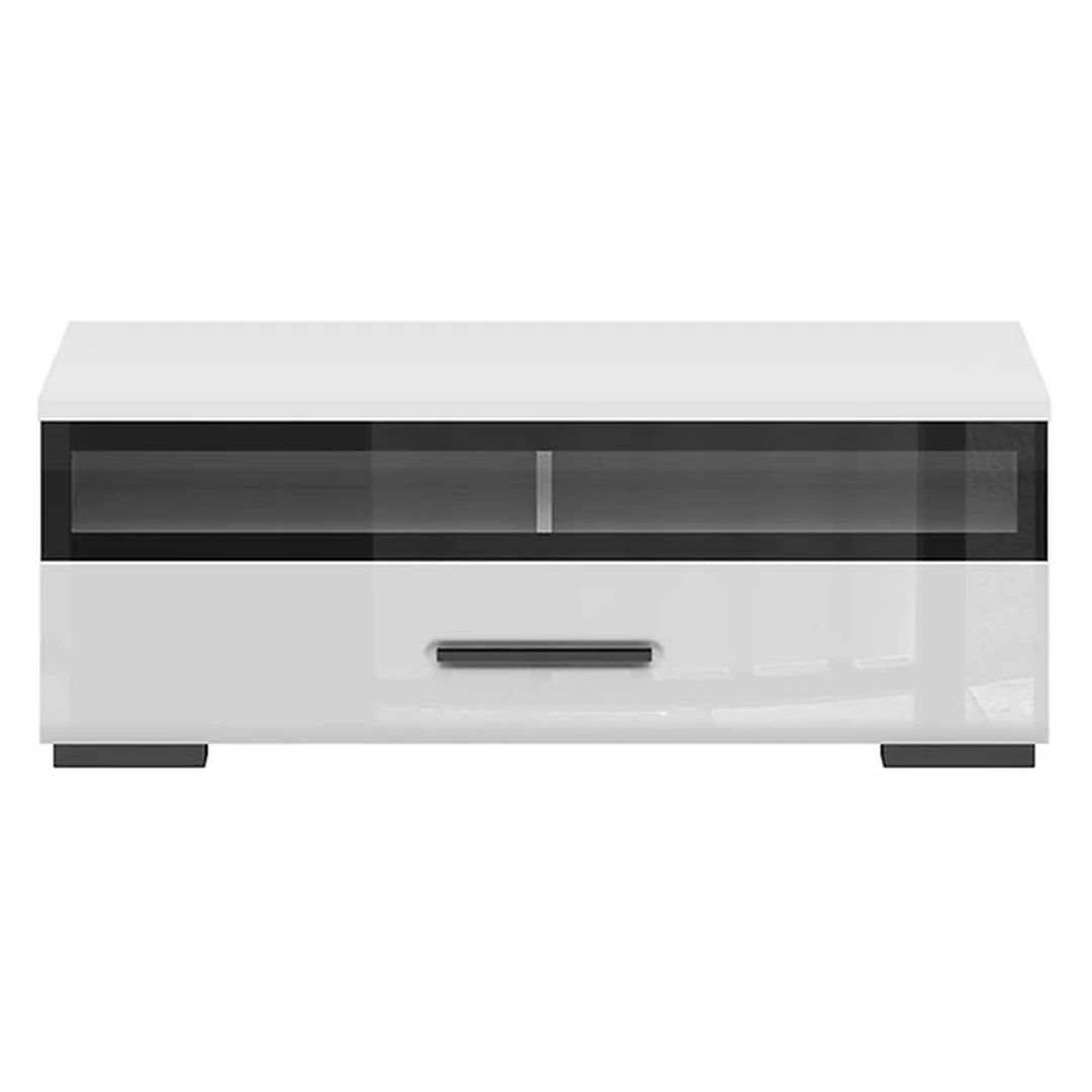 Moderni balta ir juoda spinta su blizgančiais fasadais