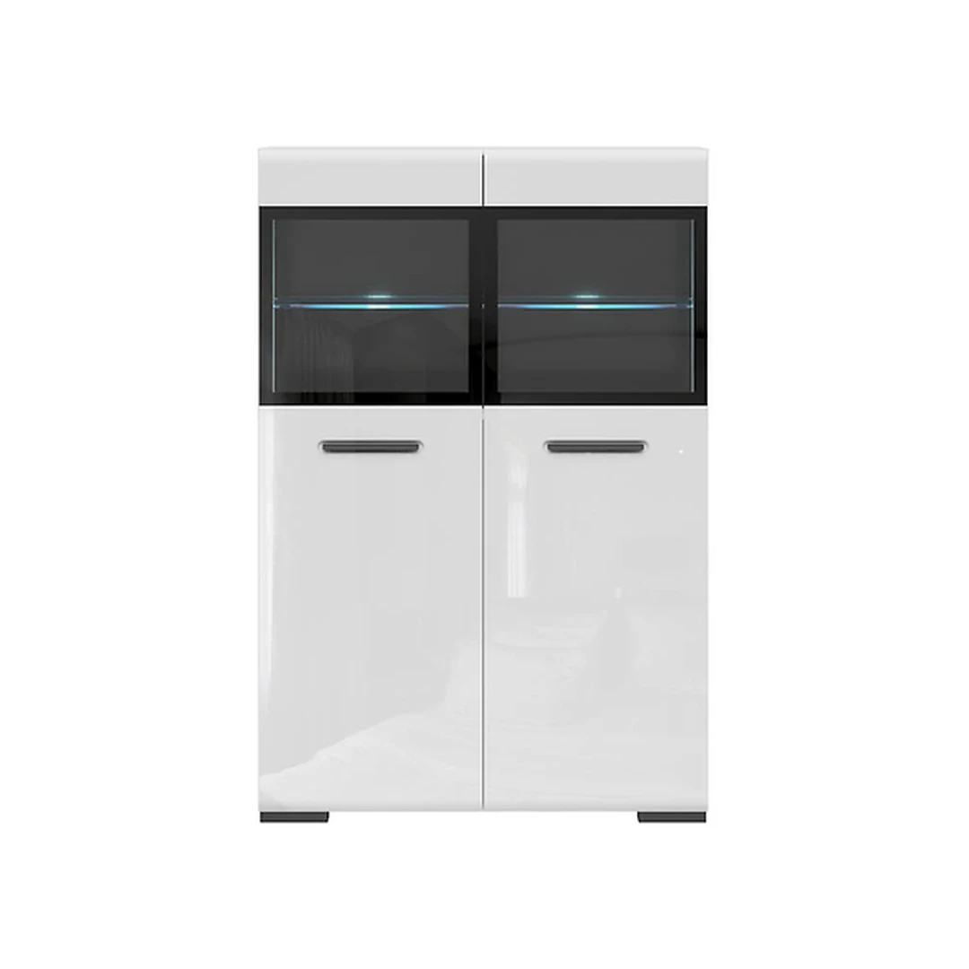 Moderni svetainės baldų kolekcija – elegantiškas dizainas su blizgančiais fasadais