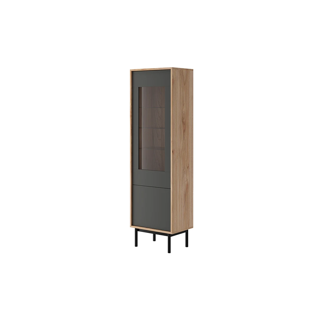 Moderni vitrina su Push to open mechanizmu ir stiklo įterpiais