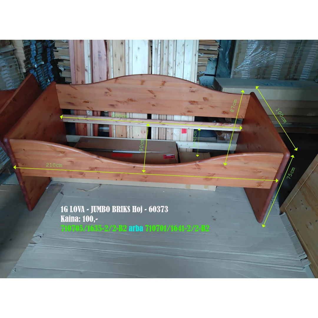 Įspūdinga medžio masyvo lova JUMBO Briks Lav. -60373 -1G