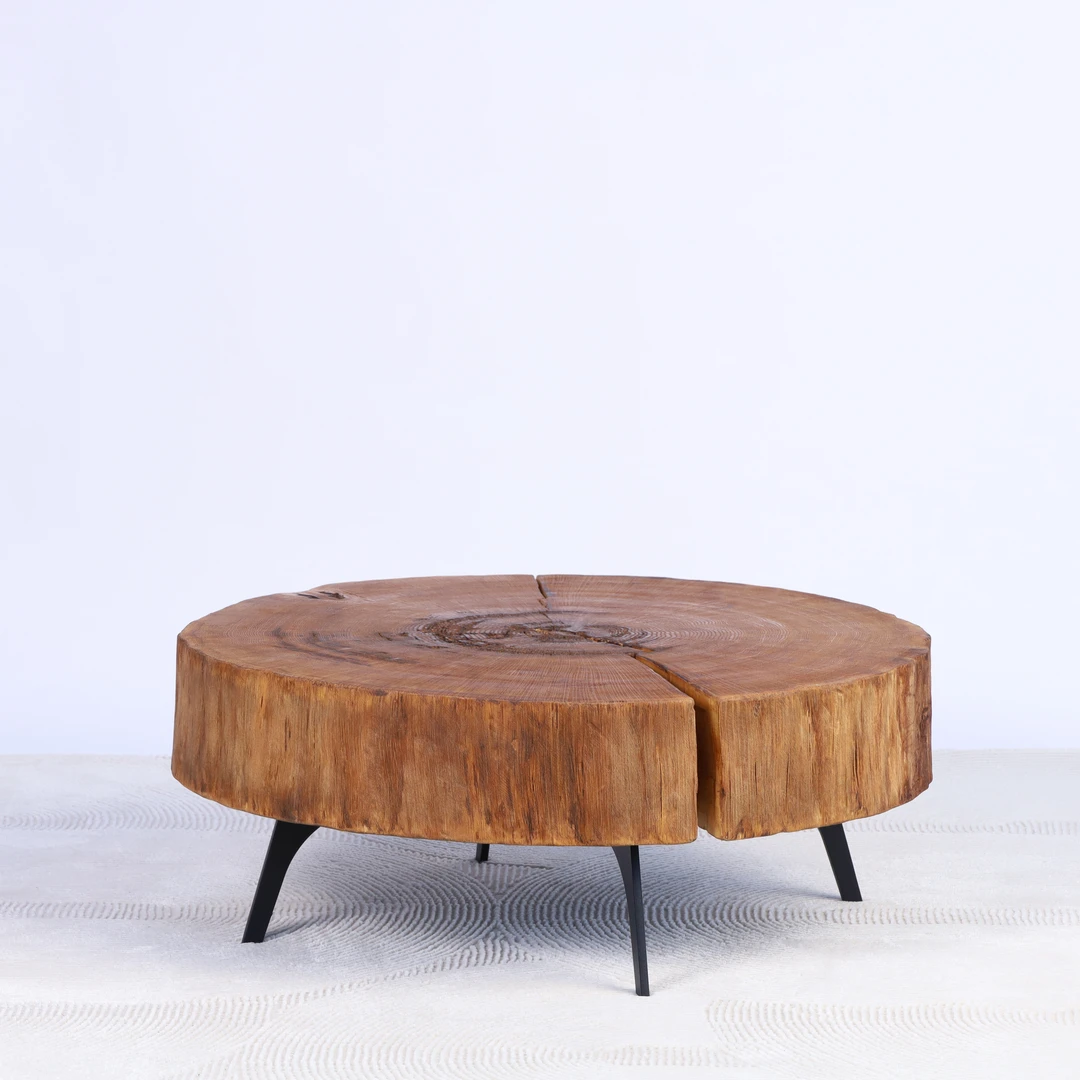 Natūralių įtrūkimų ąžuolo kavos staliukas