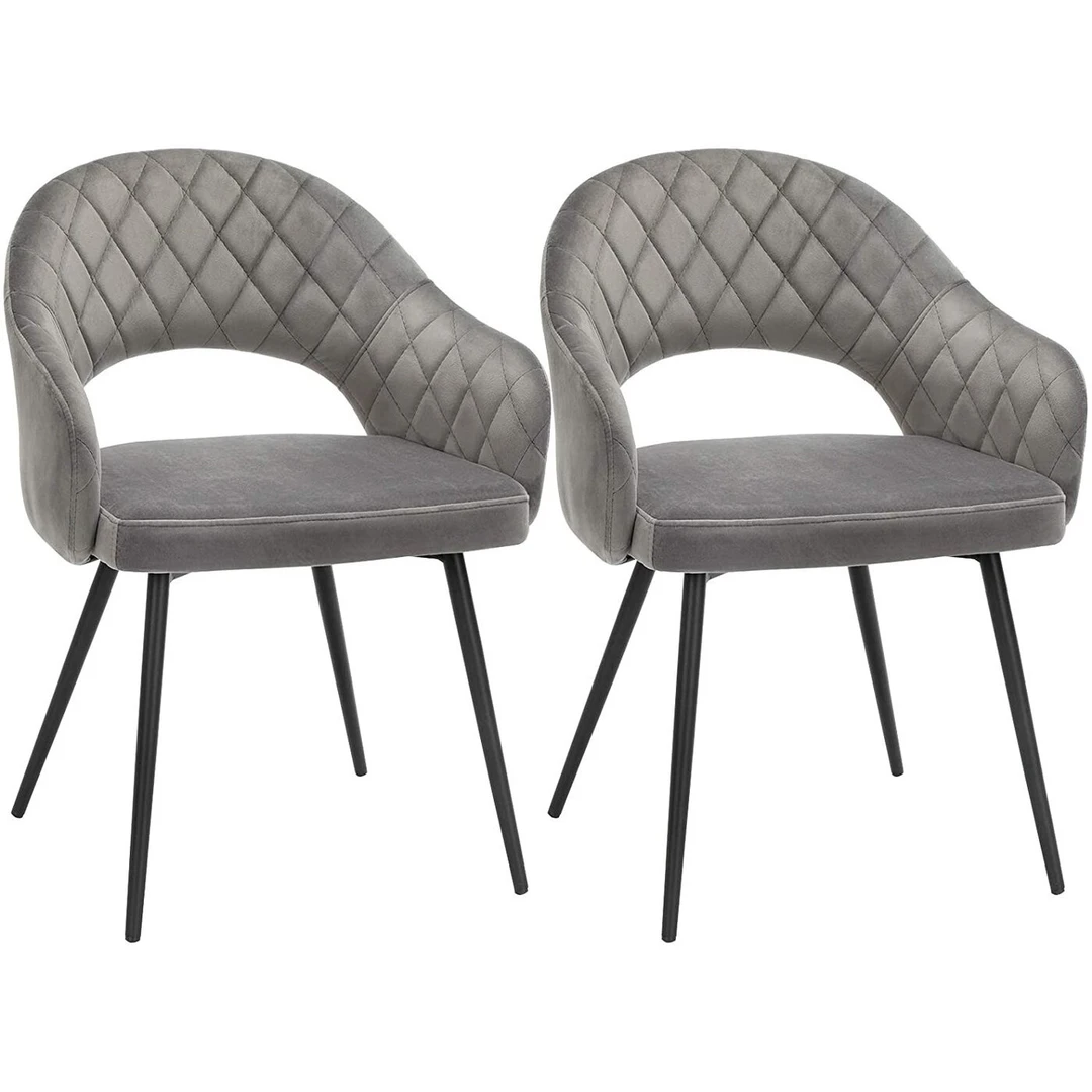 Pilka milteliniu dengta kėdė su medine lenta ir aksomu