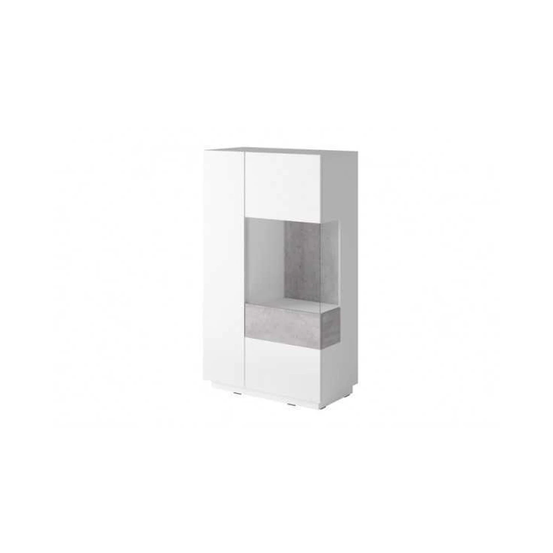 Šiuolaikiška balta spinta su LED apšvietimu ir stumdomomis durimis