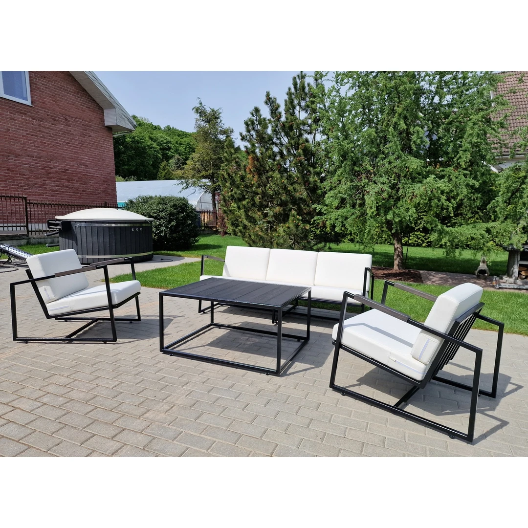 Moderni terasos sofos komplektas su reguliuojamomis kojelėmis