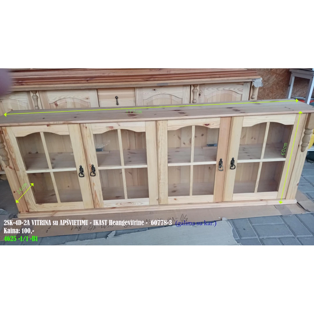 IKAST su apšvietimu medžio masyvo vitrina