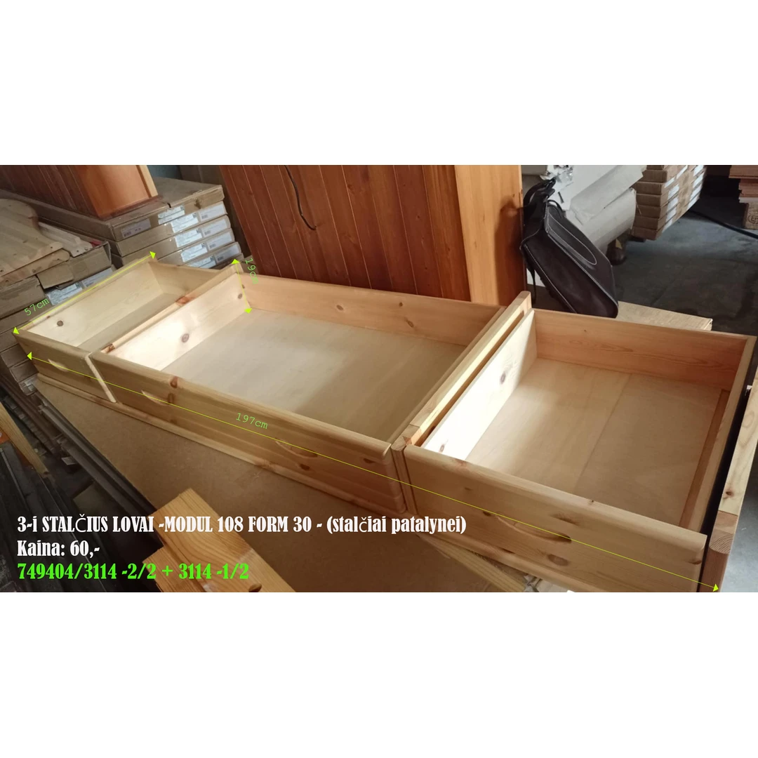 Stalčiai lovai su 3 stalčiais MODUL 108 FORM 30