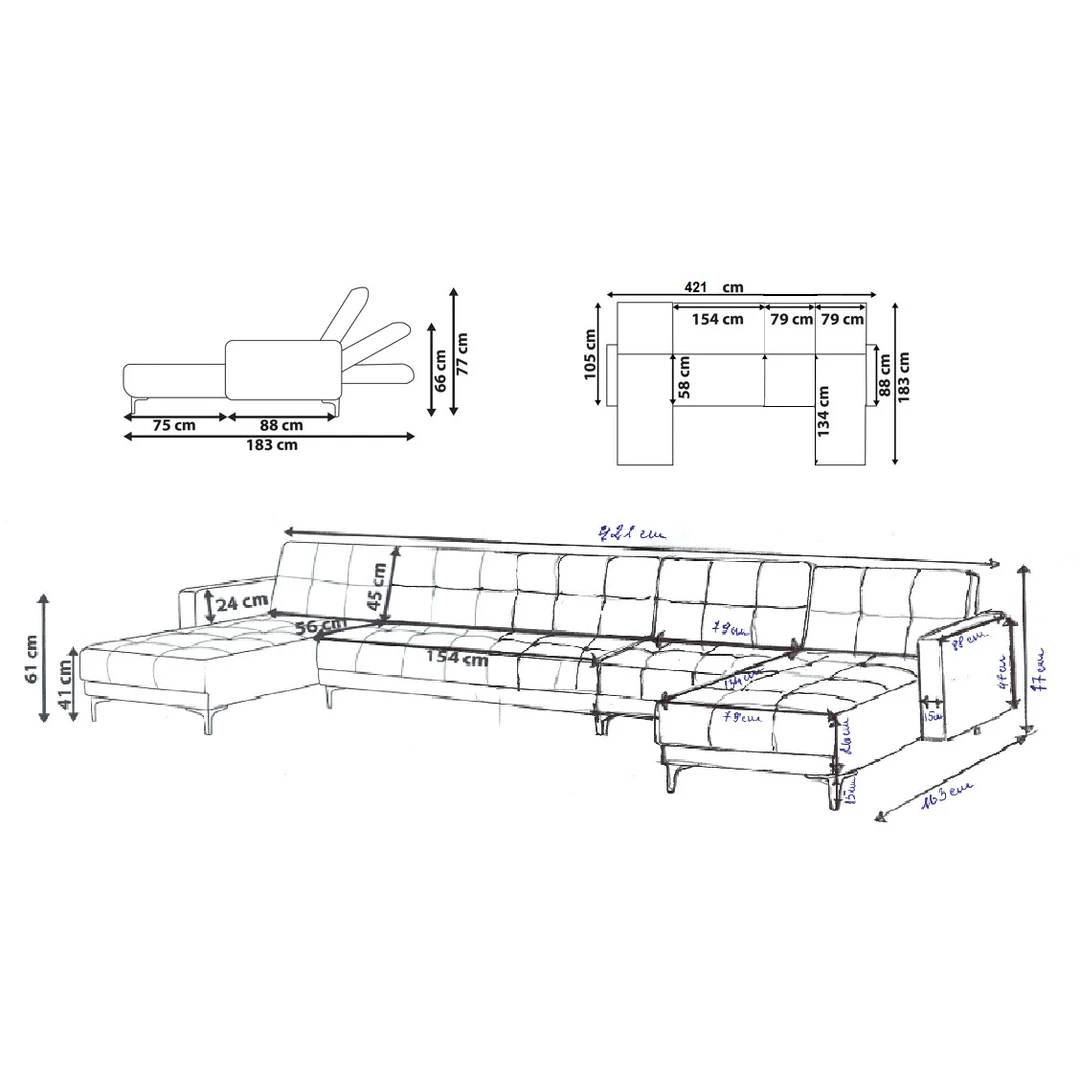 Modulinis minkštas kampas U forma, dirbtinė oda - U formos minkšti kampai