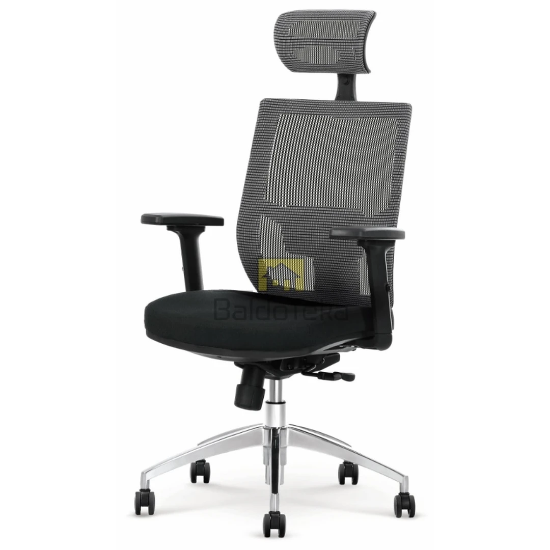 Ergonominė juodos/pilkos spalvos kėdė su reguliuojamomis funkcijomis