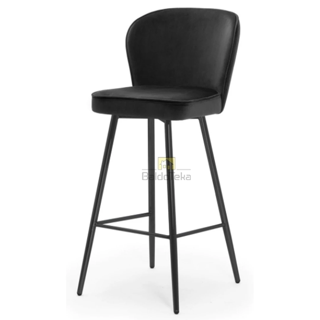 Madingi juodi minkšti kėdės su aksominiu audiniu ir metalinėmis kojelėmis