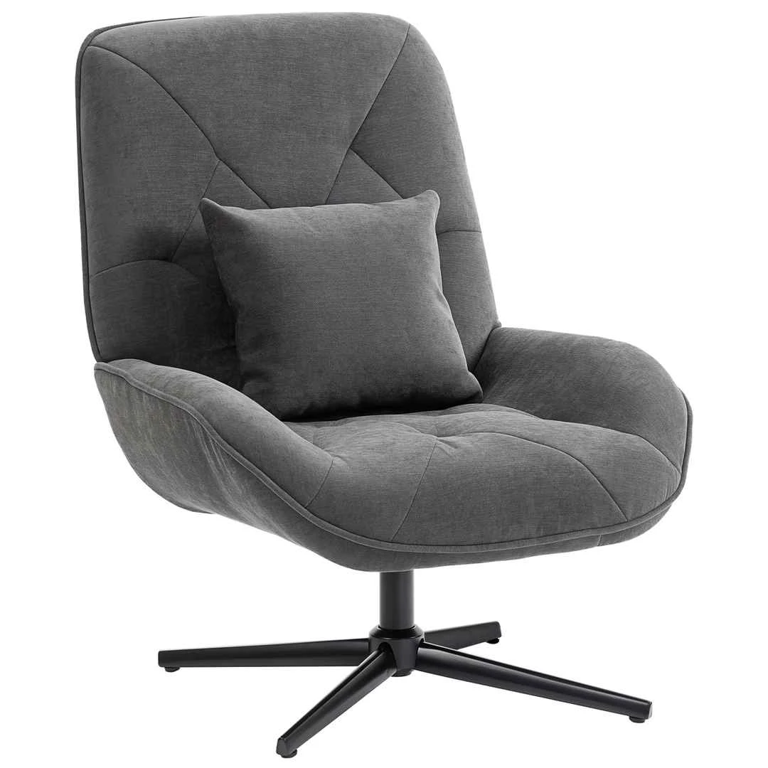 Akcentinis fotelis, 360° pasukamas, Pilkas, 72 × 92 × 96 cm - Foteliai