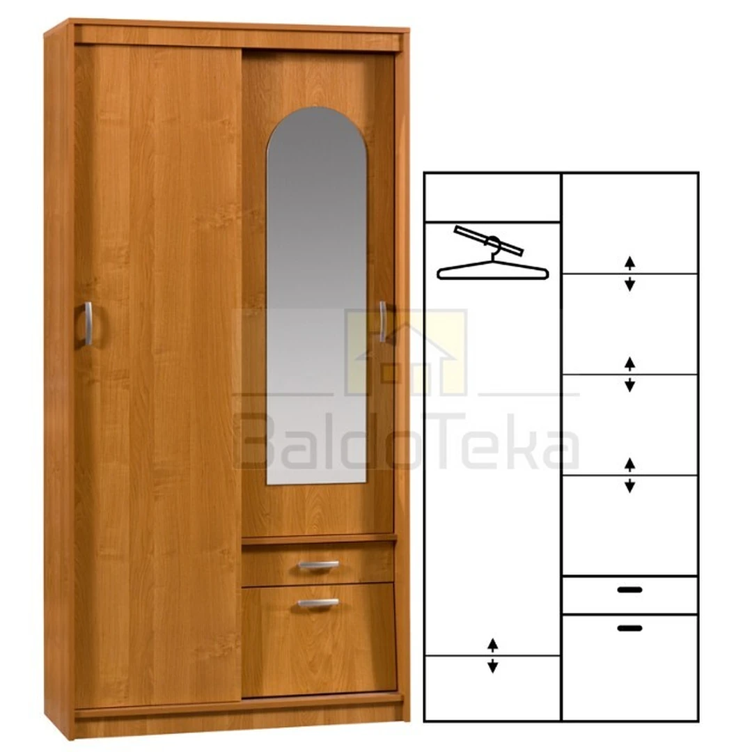 Ergonominė spintelė 100x201x42 cm, LMDP, spalva pagal pasirinkimą