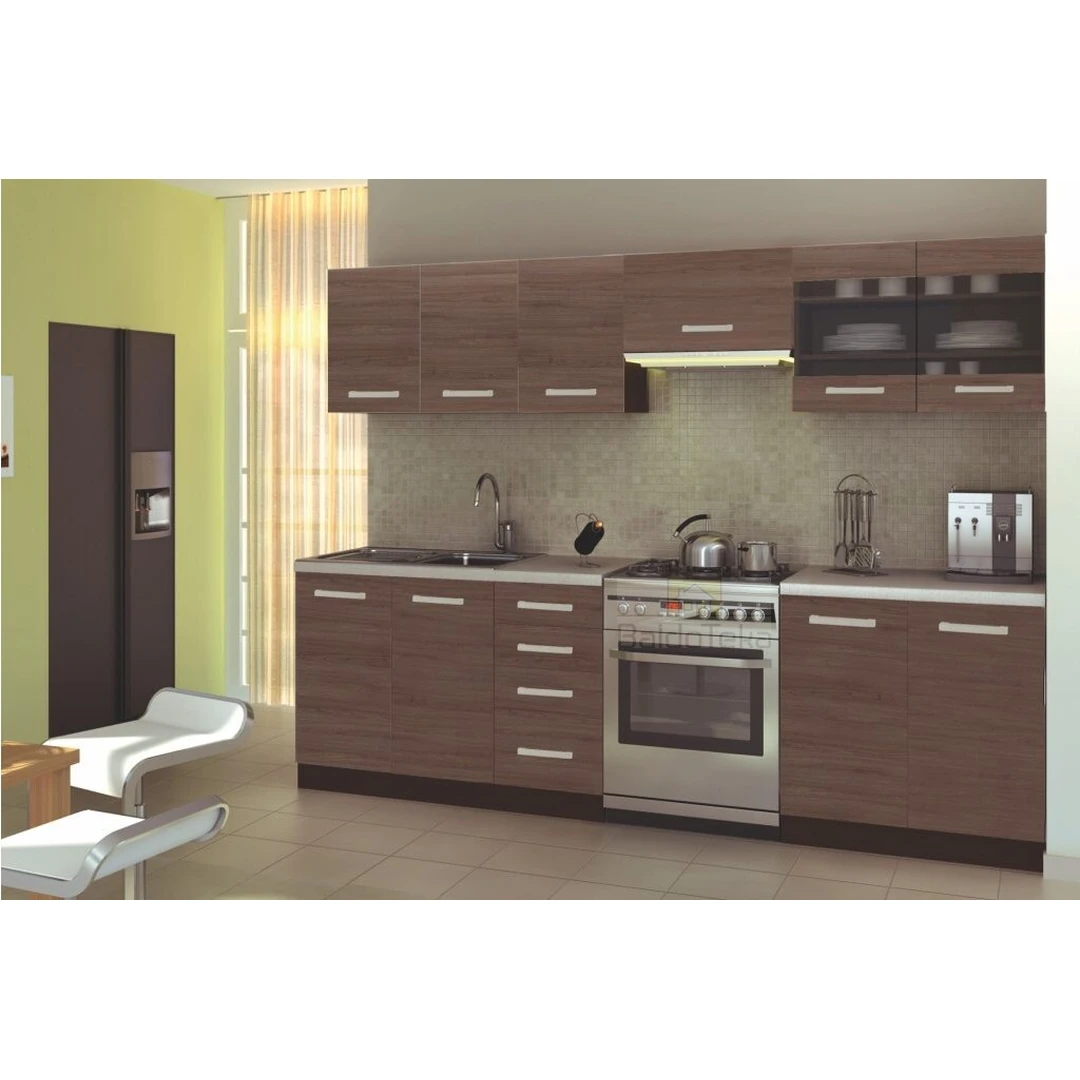 260 cm ilgio ąžuolo Santana spalvos stalas su granito spalvos stalviršiu