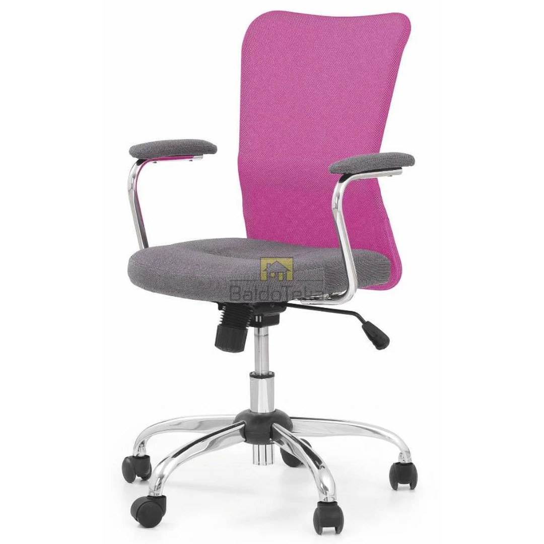 Elegantiška pilka ir rožinė gobeleno kėdė su TILT mechanizmu