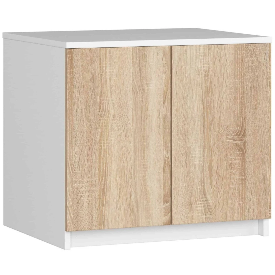 Baltas 60 cm spintos prailginimas su ąžuolo fasadais