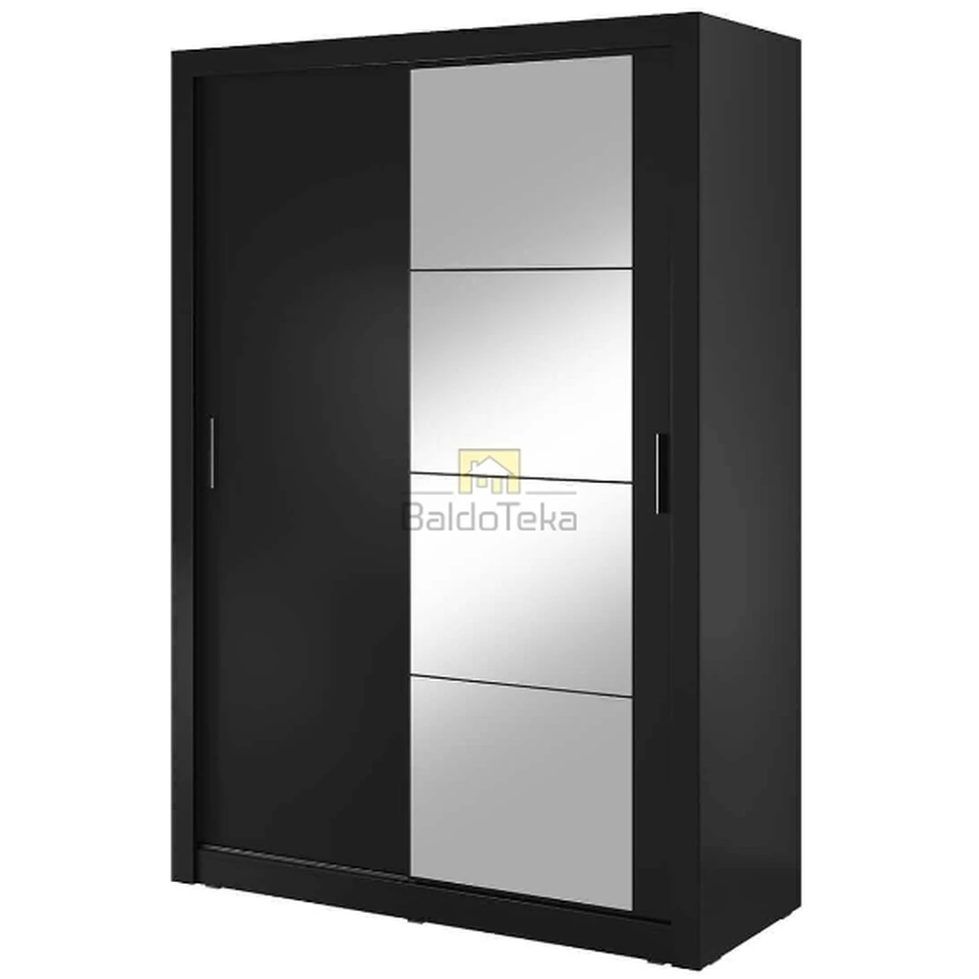 Moderni juoda matinė spinta su veidrodžiu ir apšvietimu