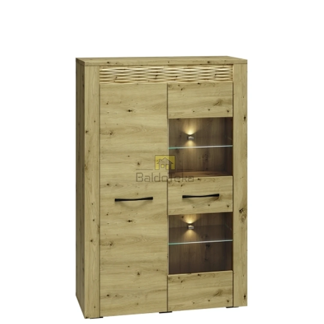 Ergonomiška spinta ąžuolo Artisan spalvoje su apšvietimu