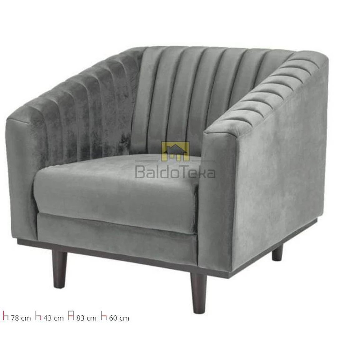 Ergonominė sofė su aksominiu audiniu ir natūraliu medžiu