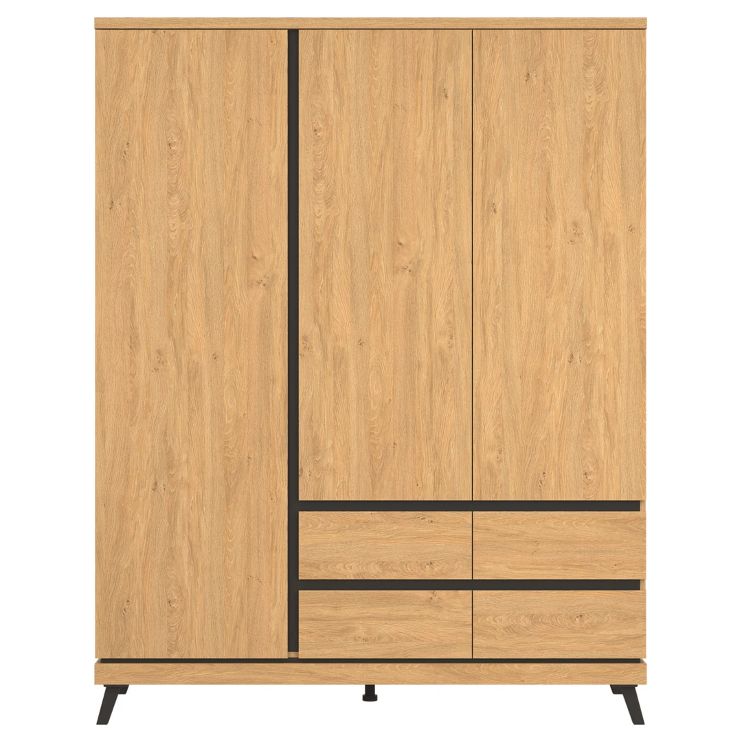 Elegantiškas akmeninio ąžuolo ir juodos spalvos spintos stalas