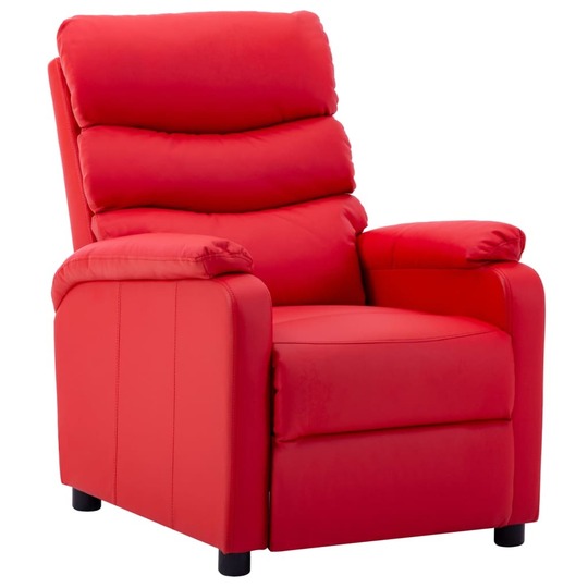 Atlošiamas krėslas, raudonos spalvos dirbtinė oda - Foteliai