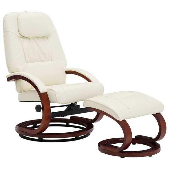 Atlošiamas krėslas su pakoja, baltos kreminės sp., dirbtinė oda - Foteliai