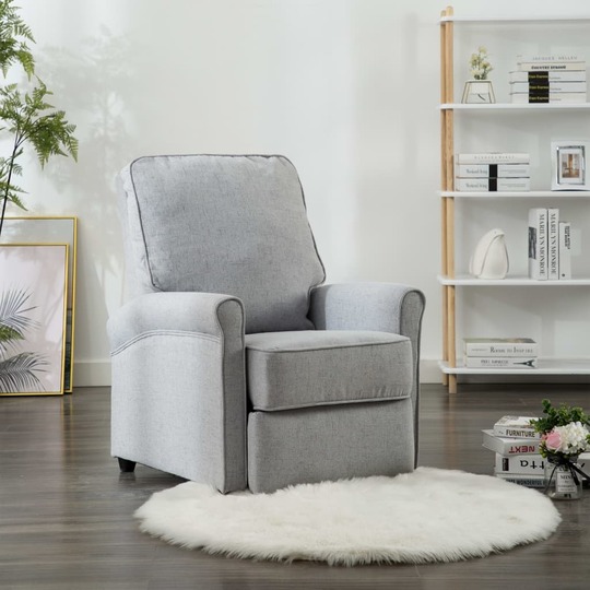 Atlošiamas TV krėslas, šviesiai pilkos spalvos, audinys - Foteliai
