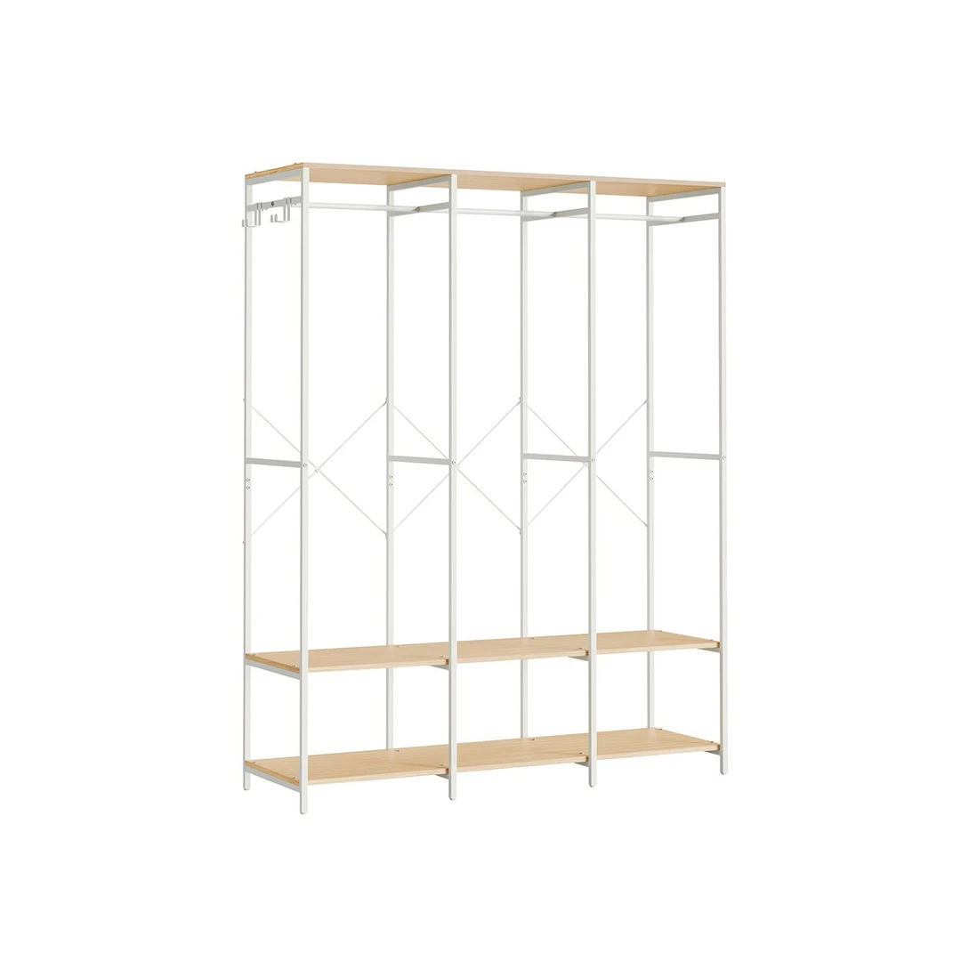 Atvira drabužių spinta 40x141x180 cm, balta/šviesiai ruda