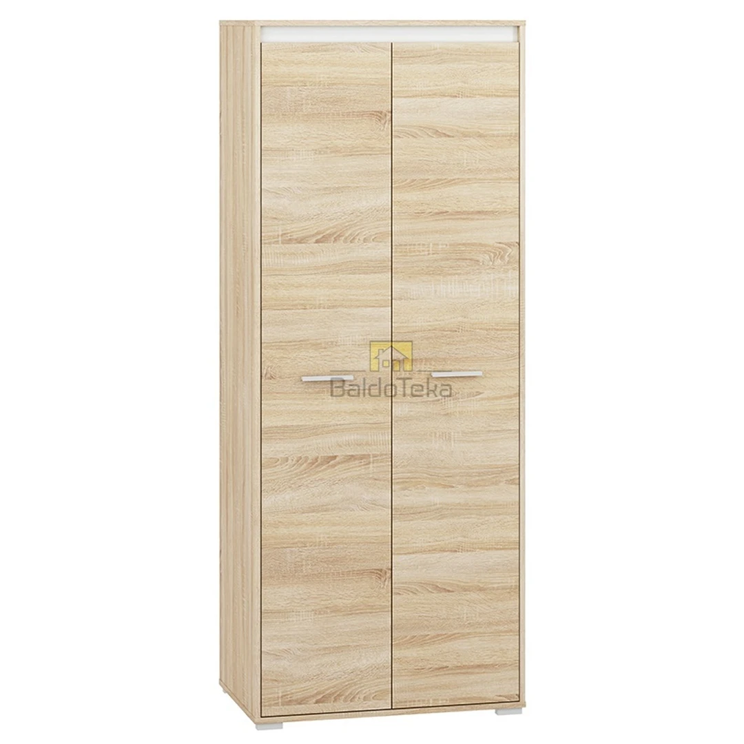 Šiuolaikiška spinta su šviesiu ąžuolu ir balta matine plokšte