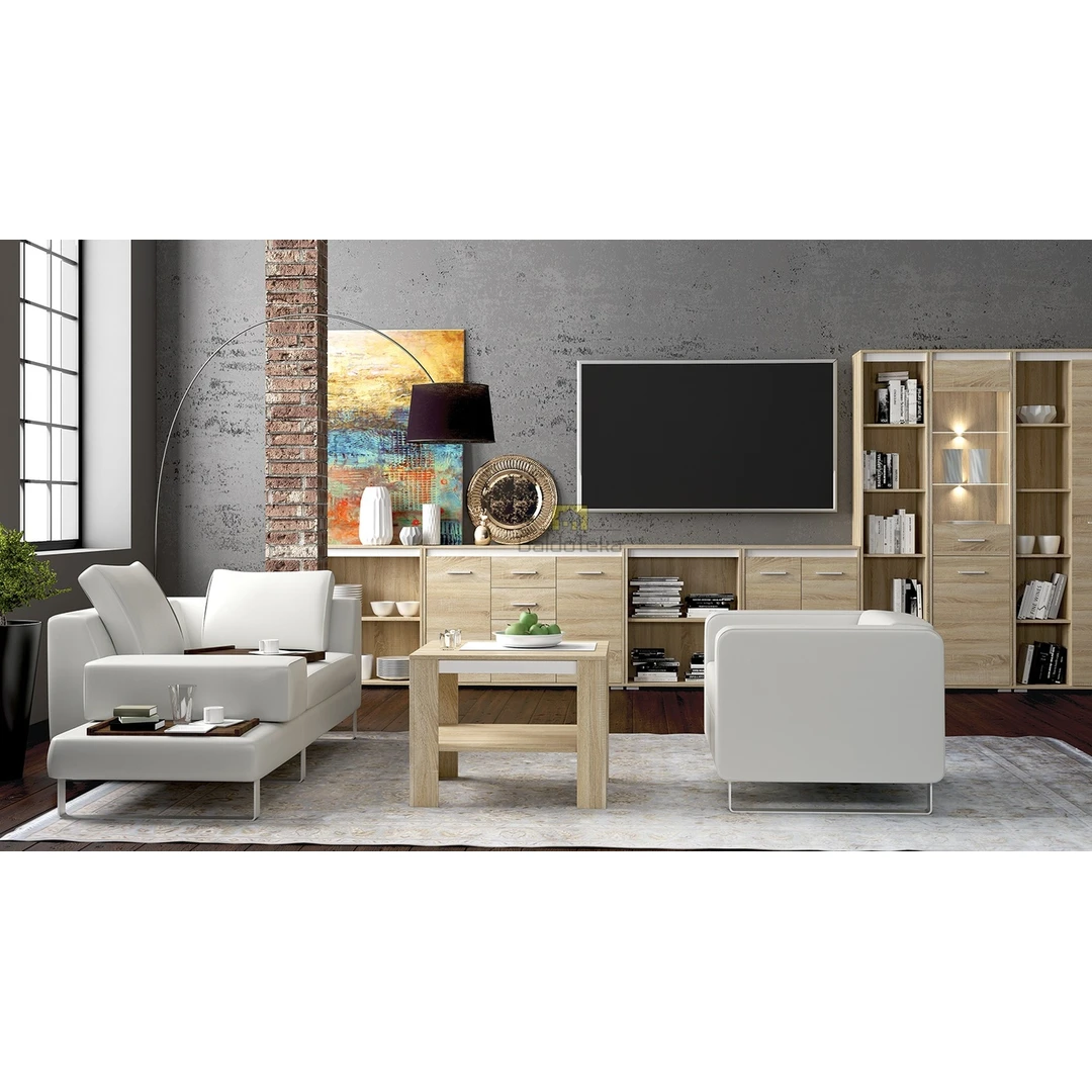 Šviesaus ąžuolo sonoma + baltos matinės spalvos LMDP spinta