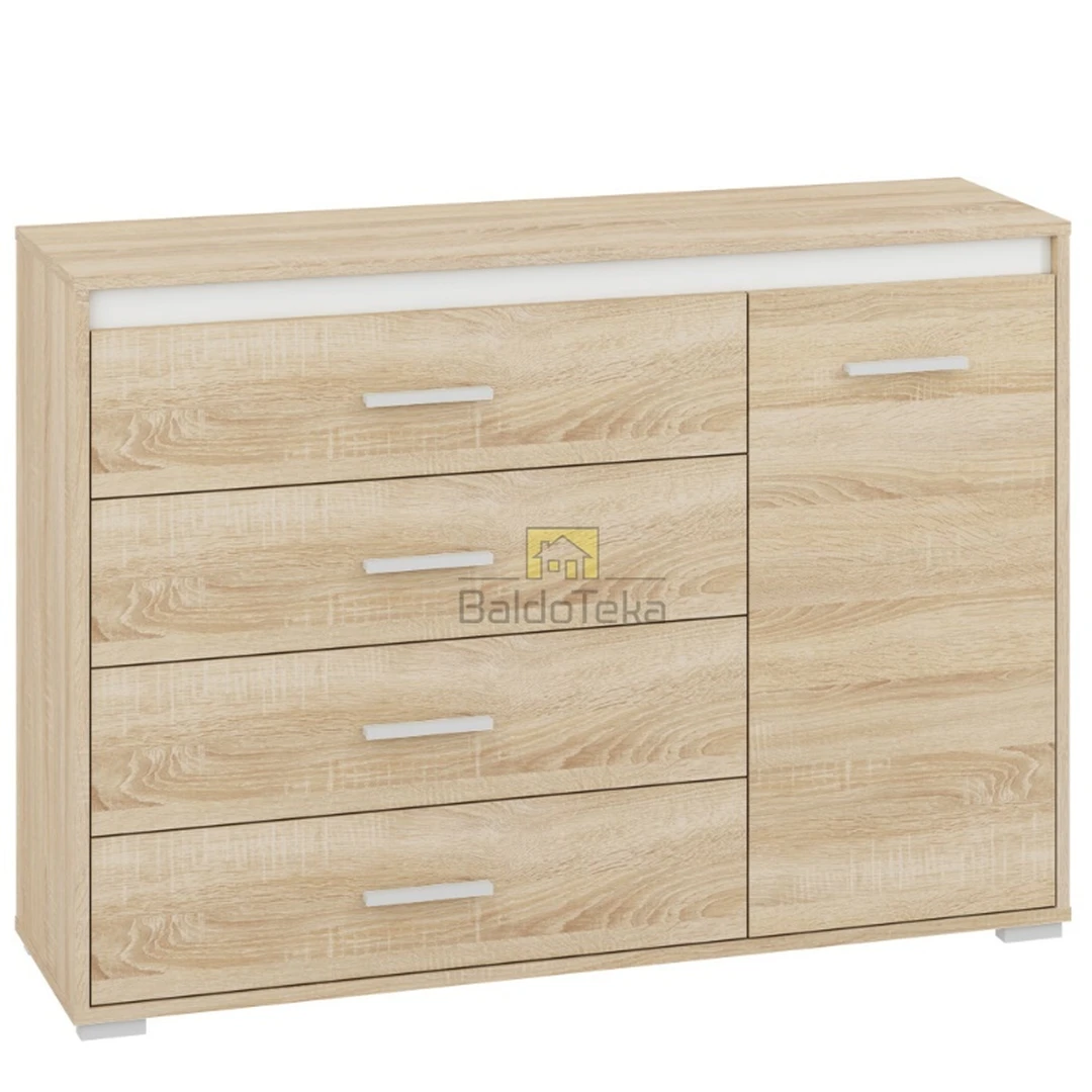 Šviesus ąžuolas sonoma + balta matinė spinta 120x85x34 cm